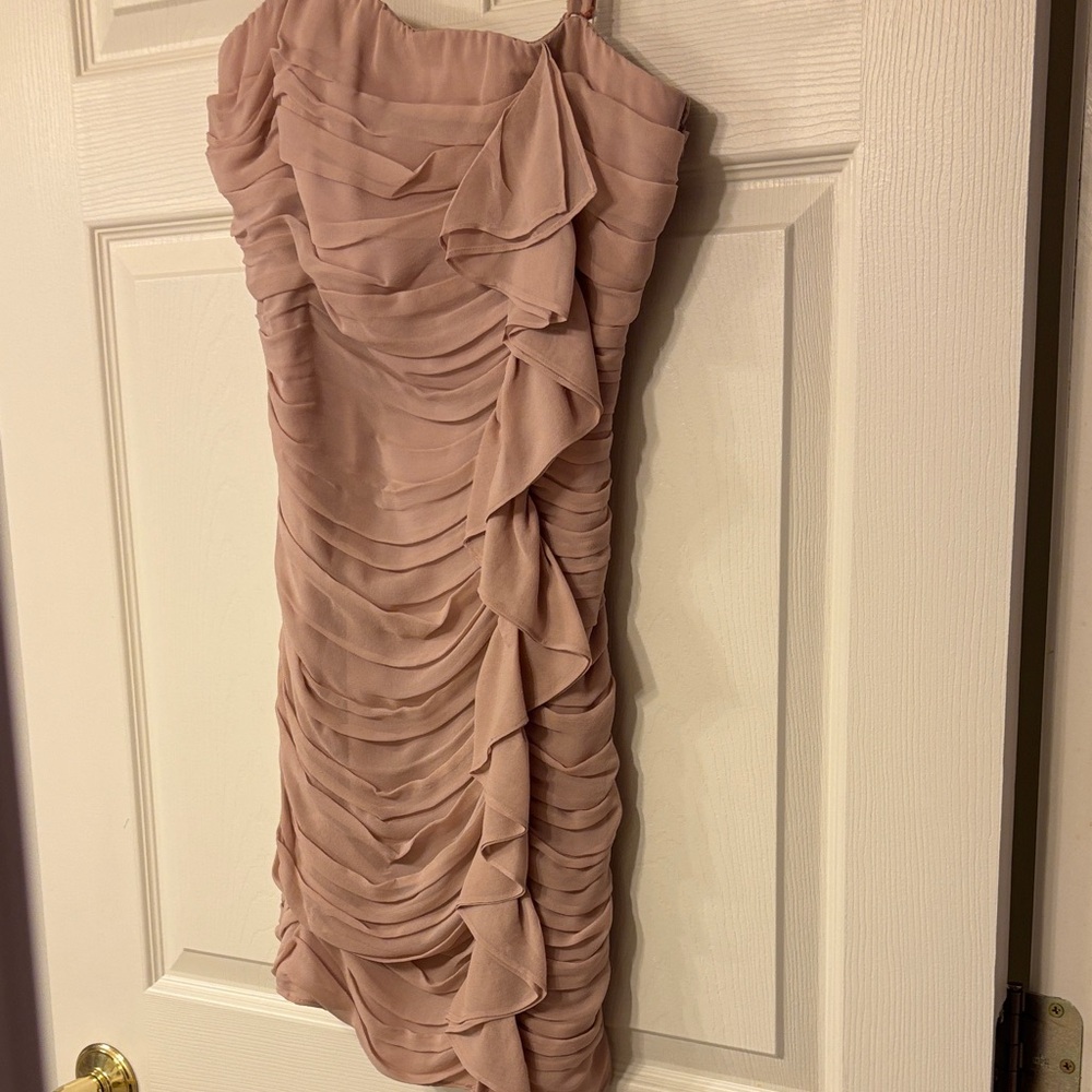 NWT Elegant Pure Silk Dusty Rose Ruffled Dress Size 4